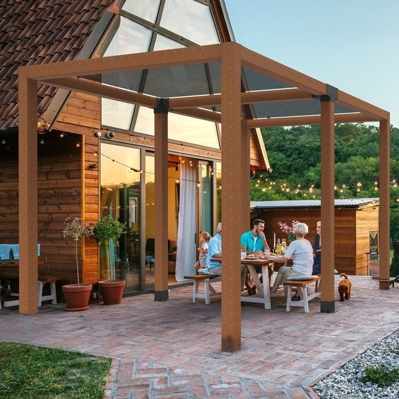 Nelisuuntainen pergolakulmakiinnikesarja 6x6 sisämitat 5.6x5.6 Q235B hiiliteräs 4 kpl puupylväille