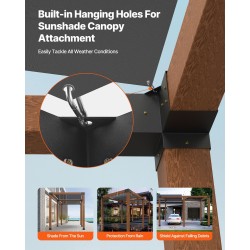 Pergola-kulmakannattimet hiiliteräksiset 3-suuntaiset 142 x 142 mm 8 kpl puupalkkeihin