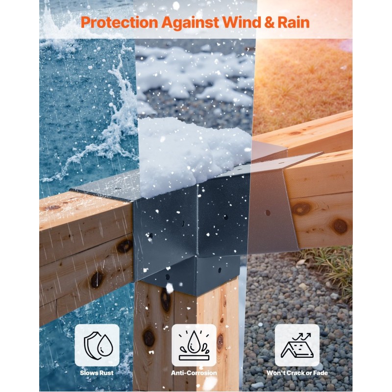 Pergolasarja hiiliteräs 92 x 92 mm 3 kpl tolppajaloilla ja seinäkiinnikkeillä ulkokäyttöön