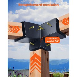 Pergolakulmakiinnikesarja 3-suuntainen hiiliteräs 92x92 mm 8 kpl ruuvit ja pylväiden jalustat