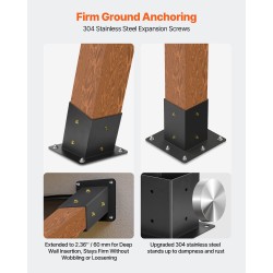 Pergolakiinnikesarja hiiliteräs 92×92 mm 6 kpl 3-suuntainen kulmaraudat pilarijalustat seinäkiinnikkeet