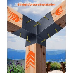 Pergolakiinnikesarja hiiliteräs 92×92 mm 6 kpl 3-suuntainen kulmaraudat pilarijalustat seinäkiinnikkeet