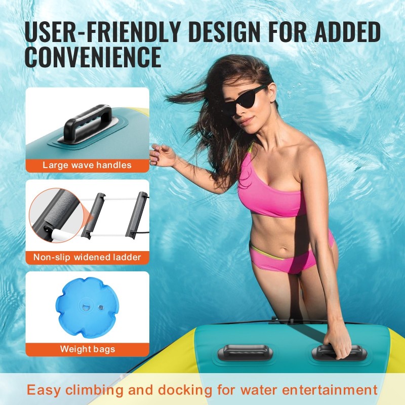 Puhallettava vesitrampoliini 3,1 m paksu PVC-kangas 3-portainen tikas 600 W ilmapumppu