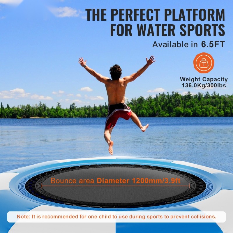 Täytettävä vesitrampoliini 6.5-jalkaa PVC-kangas 3-portainen tikas sähköpumpulla