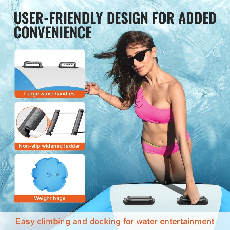 Täytettävä vesitrampoliini 6.5-jalkaa PVC-kangas 3-portainen tikas sähköpumpulla