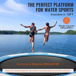 Vesitrampoliini paksu PVC-kangas 13 jalkaa uimatasanne 3-askelmainen tikas 600W pumppu