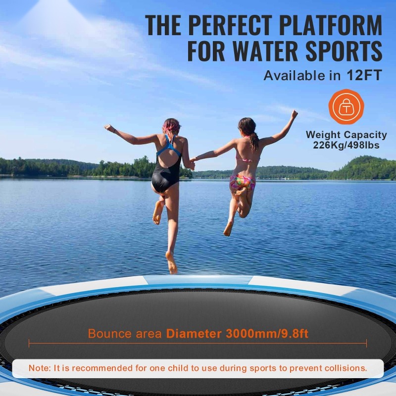Vesitrampoliini paksu PVC-kangas 13 jalkaa uimatasanne 3-askelmainen tikas 600W pumppu