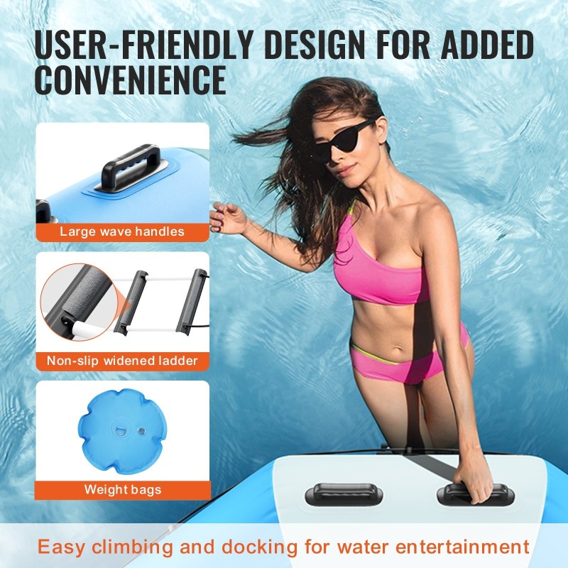 Vesitrampoliini paksu PVC-kangas 13 jalkaa uimatasanne 3-askelmainen tikas 600W pumppu