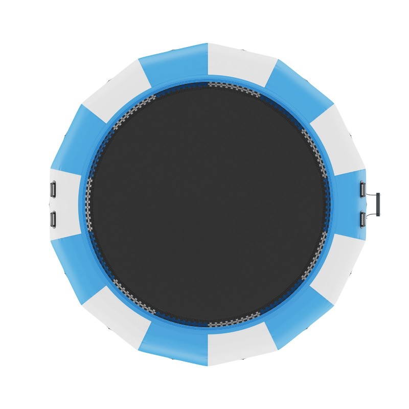 Kelluva vesitrampoliini 4,7 m paksu PVC-kangas 600 W ilmapumpulla kolmiaskeliset tikkaat