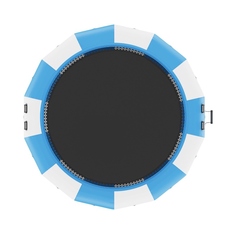 Kelluva vesitrampoliini 4,7 m paksu PVC-kangas 600 W ilmapumpulla kolmiaskeliset tikkaat