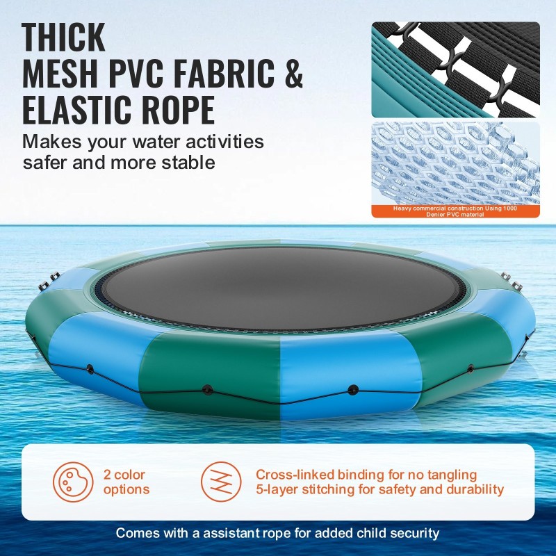 Ilmatäytteinen vesitrampoliini 4,7 m paksu PVC-kangas 3-portaiset tikkaat 600W sähköpumppu