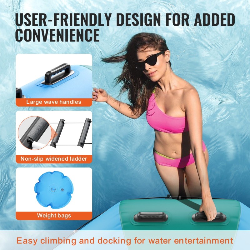 Ilmatäytteinen vesitrampoliini 4,7 m paksu PVC-kangas 3-portaiset tikkaat 600W sähköpumppu