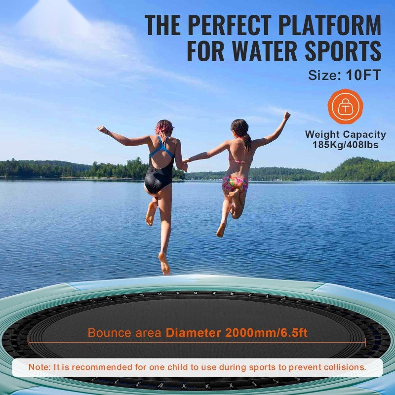 Ilmatäytteinen vesitrampoliini 3100 mm paksu PVC-kangas kannettava 600W ilmapumpulla 3-askelmaisilla tikkailla
