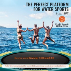 Kelluva vesitrampoliini 4,15 m paksusta PVC-kankaasta kolmiportaiset tikkaat sähköpumpulla