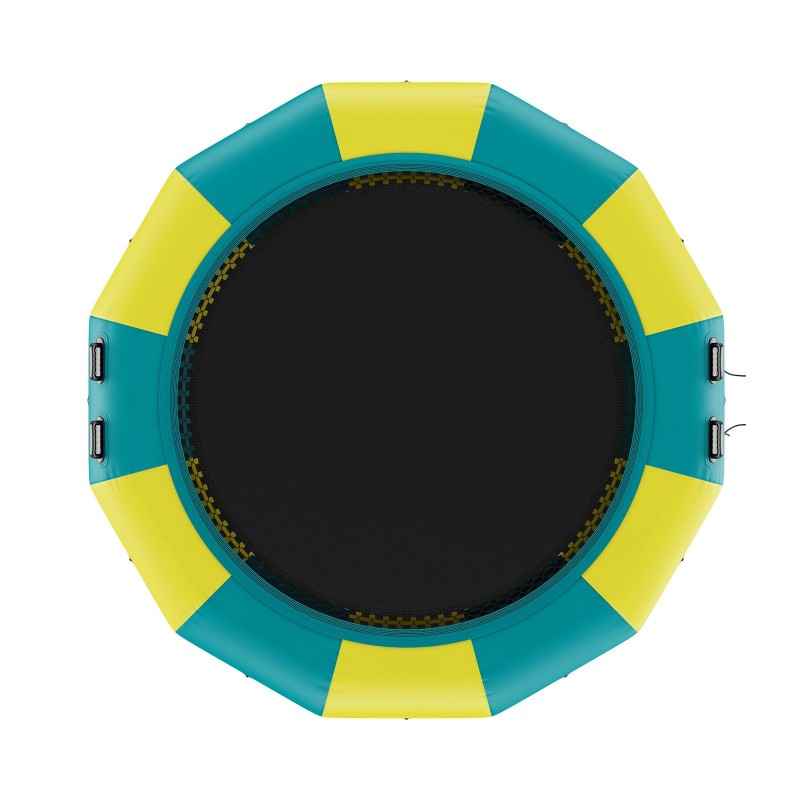 Kelluva vesitrampoliini 4,15 m paksusta PVC-kankaasta kolmiportaiset tikkaat sähköpumpulla