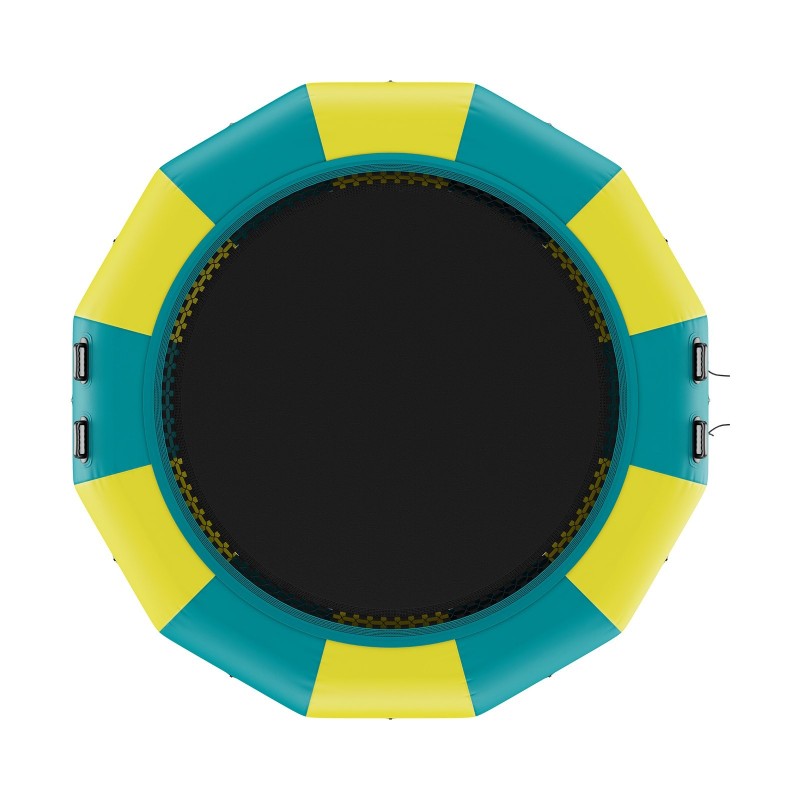 Kelluva vesitrampoliini 4,15 m paksusta PVC-kankaasta kolmiportaiset tikkaat sähköpumpulla