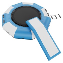 Puhallettava vesitrampoliini 3,1 m paksu PVC-kangas liukumäellä 3-portaisella tikkaalla sähköpumpulla