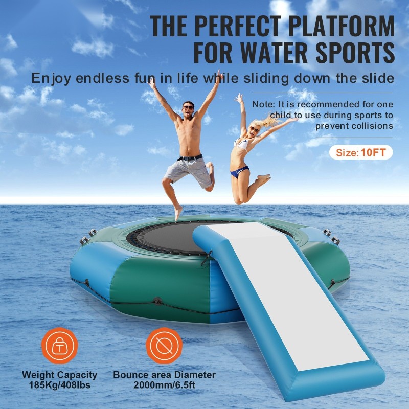 Ilmatäytteinen vesitrampoliini 3,1 metriä paksu PVC-kangas liukumäki kolmiportainen tikas sähköinen ilmapumppu