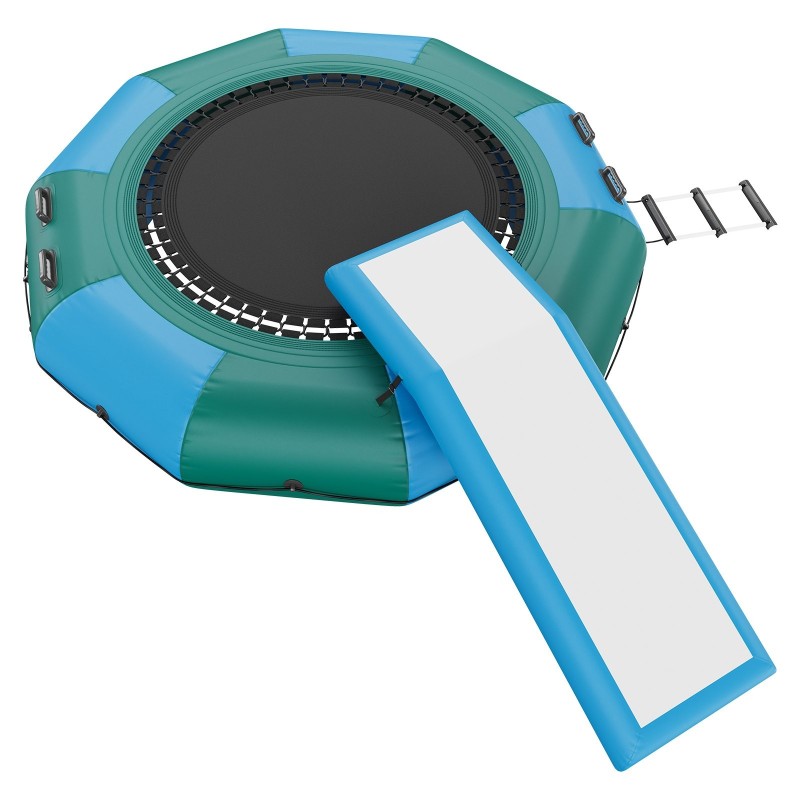 Ilmatäytteinen vesitrampoliini 3,1 metriä paksu PVC-kangas liukumäki kolmiportainen tikas sähköinen ilmapumppu