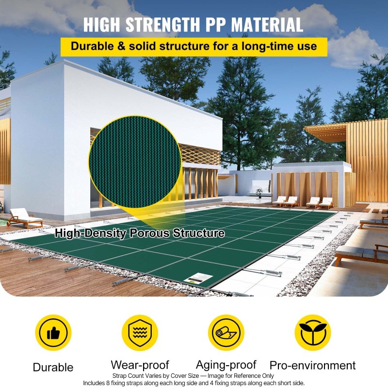 Uima-altaan turvapeite polypropeeniverkko 16 x 32 jalan upotettuun altaaseen vihreä