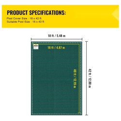Uima-altaan suojapeite PP-materiaali 5,4x12,8 m sopii 4,88x12,19 m altaalle