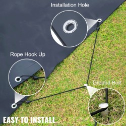 PVC-turvapeite 3,5x6 m maauima-altaalle hiilenharmaa talvisuoja jousikiinnikkeillä