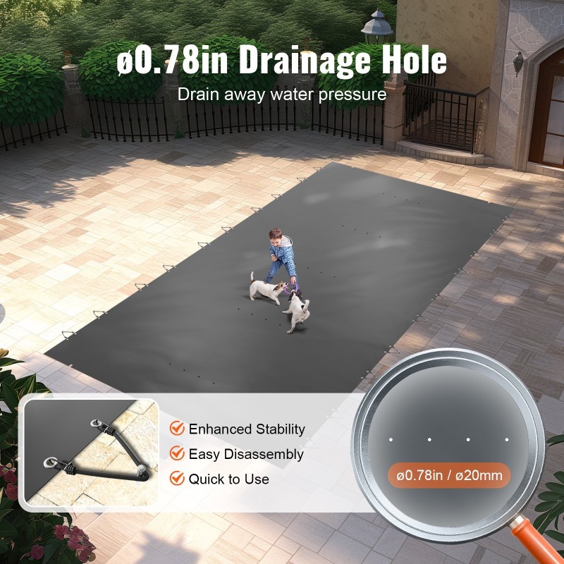 Allaspeite PVC 4x8 m 0,48 mm suorakaiteen muotoinen turvapeite upotetuille altaaille