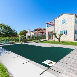 Uima-altaan turvapeite polypropeeniverkko 5,49 x 10,36 m suorakaiteinen vasen porras asennustarvikkeilla