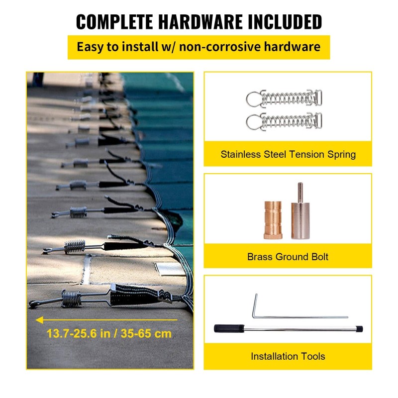 Turvapeite upotetulle uima-altaalle polypropeeni 6,7x12,8 m vihreä verkkopinta keskimmäinen porras 1,2x3,04 m