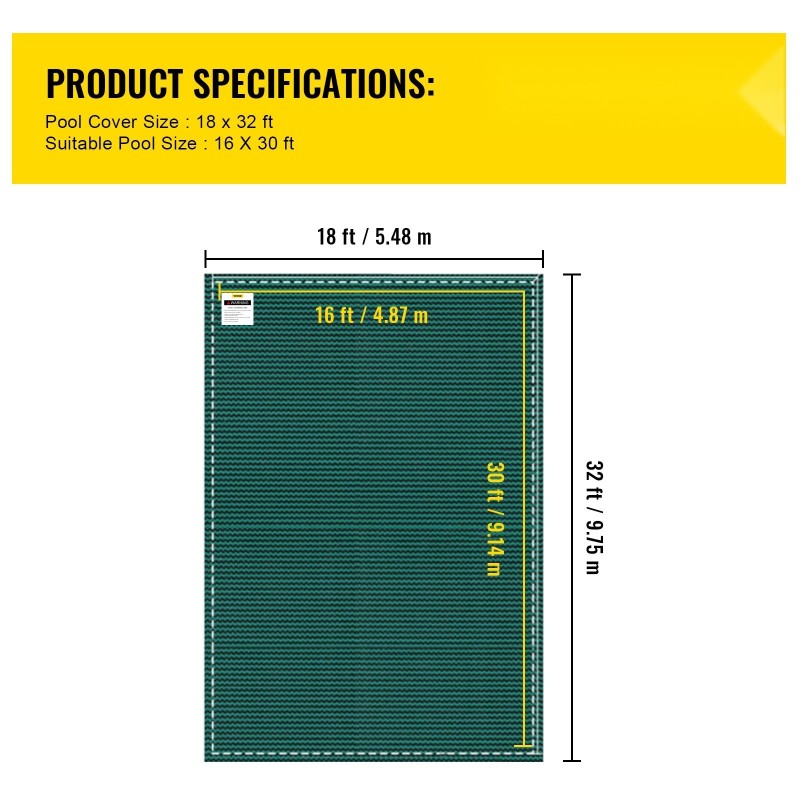 Uima-altaan turvapeite polypropeeni 5,5 x 9,8 m tiheä verkkopinta vihreä
