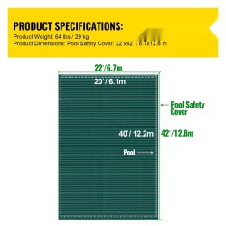 Uima-altaan turvapeite polypropeeni 6,7 x 12,8 m tiheä verkko vihreä