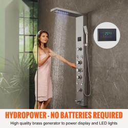 Seinäasennettava 304 ruostumaton teräs suihkupaneeli 6 suihkutapaa 8 hierontasuutinta 3-asentoinen käsisuihku LED-näytöllä