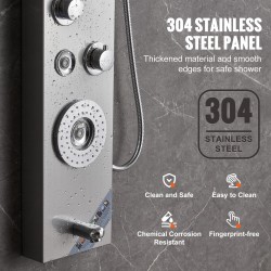 Suihkupaneeli ruostumattomasta teräksestä seinään asennettava 6 suihkutilaa 4 vartalohierontasuutinta LED