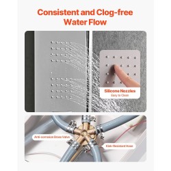 Suihkupaneeli 53 tuuman harjattu ruostumaton teräs 5-toiminen LED seinäasennus