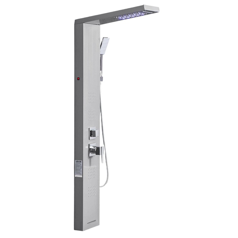 Suihkupaneeli 53 tuuman harjattu ruostumaton teräs 5-toiminen LED seinäasennus