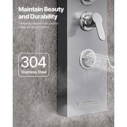 Seinäasennettava suihkupaneeli harjattu ruostumaton teräs 1345 mm 5-toiminen 3 vartalosuutinta