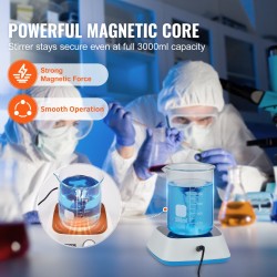 Magneettisekoittaja alumiininen levypinta säädettävä 0–2000 kierrosta minuutissa 3000 millilitraa sekoitustanko mukana