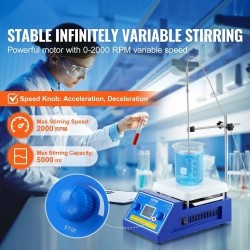 Magneettinen sekoituslevy valettu alumiinipinta 5000 millilitraa 300 asteeseen 0–2000 kierrosta minuutissa