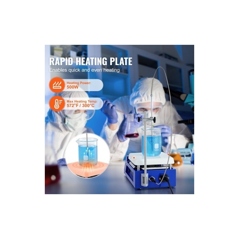 Magneettinen sekoituslevy valettu alumiinipinta 5000 millilitraa 300 asteeseen 0–2000 kierrosta minuutissa