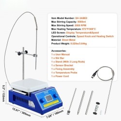 Magneettinen sekoituslevy valettu alumiinipinta 5000 millilitraa 300 asteeseen 0–2000 kierrosta minuutissa