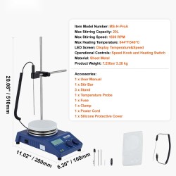 Kuumalevy magneettisekoittimella alumiinipinnalla 20 l 340 celsiusastetta 0–1500 kierrosta minuutissa 650 W