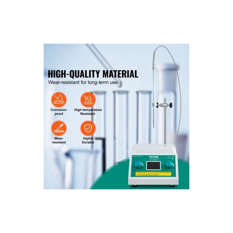 Magneettinen sekoituslevy 2000 millilitraa 0–2000 kierrosta minuutissa 500 watin lämmitys 100 asteeseen