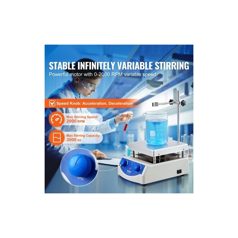 Magneettisekoittaja kuumalevyllä alumiinilevy 3000 ml 380 °C 500 W