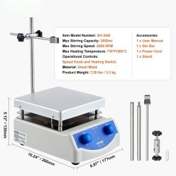 Magneettisekoittaja kuumalevyllä alumiinilevy 3000 ml 380 °C 500 W