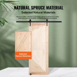 Liukuovipaketti kuusesta 762 x 2134 mm kiskolla ja lattiaohjaimella