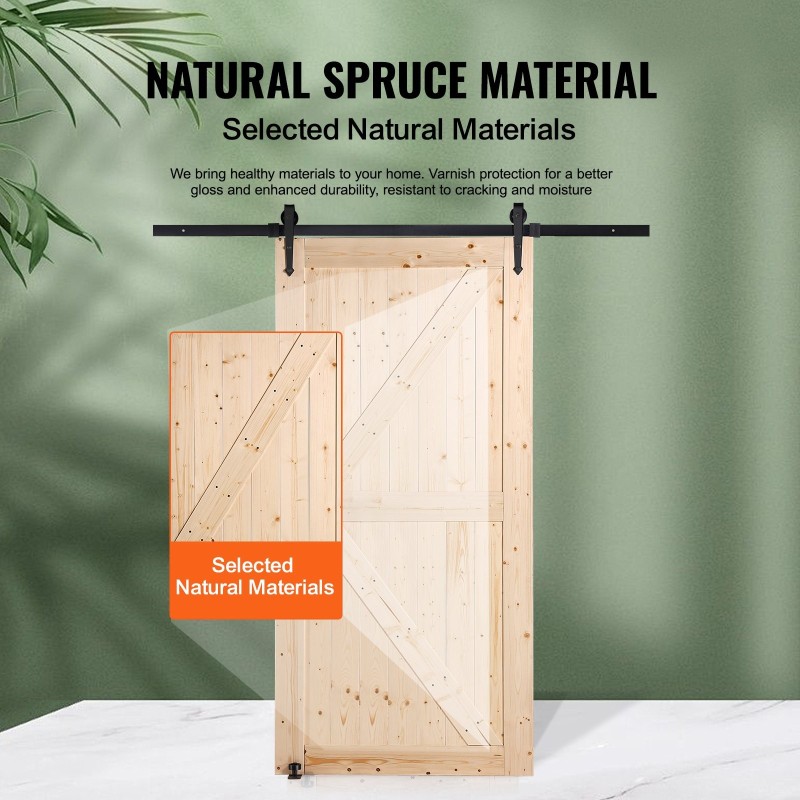 Liukuovi kuusipuinen ovilevy 1067 x 2134 mm asennussarjalla sisätiloihin