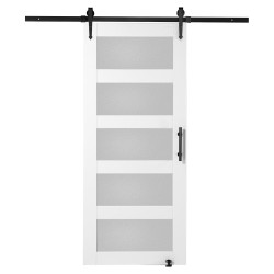 Liukuovisarja kuusipuulevy 36 x 84 tuumaa himmeä karkaistu lasi lattiaohjain ja kahva