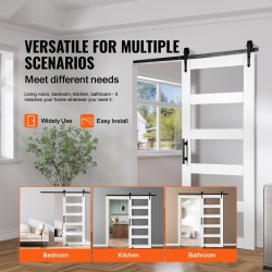 Liukuovisarja kuusipuulevy 36 x 84 tuumaa himmeä karkaistu lasi lattiaohjain ja kahva