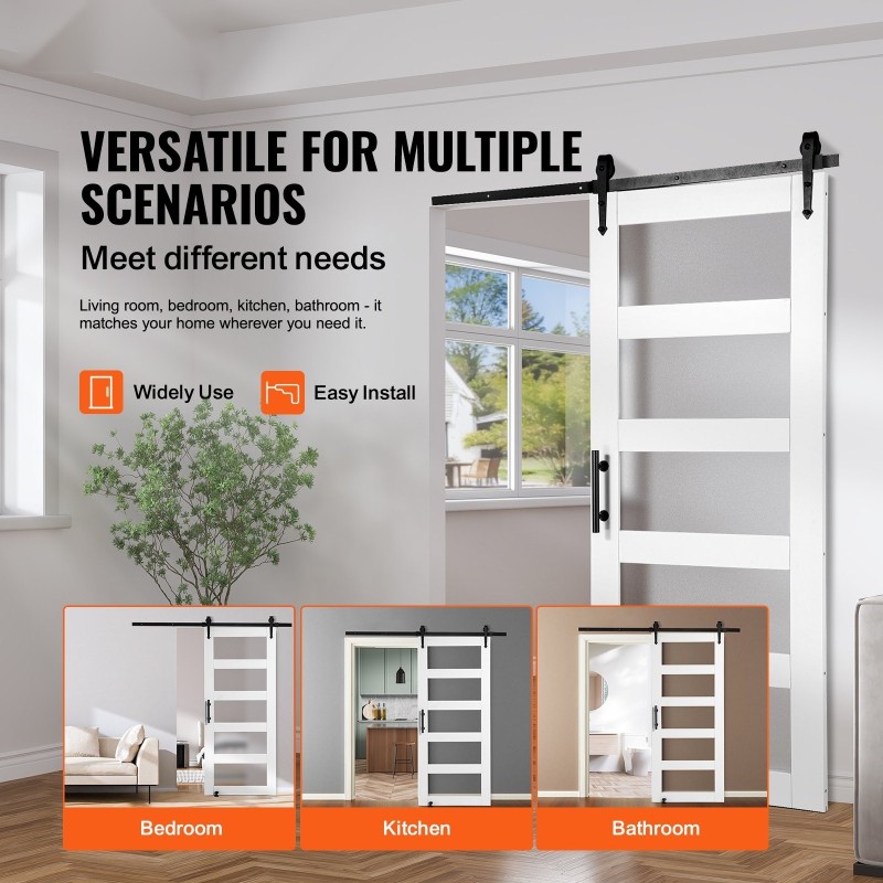 Liukuovisarja kuusipuulevy 36 x 84 tuumaa himmeä karkaistu lasi lattiaohjain ja kahva