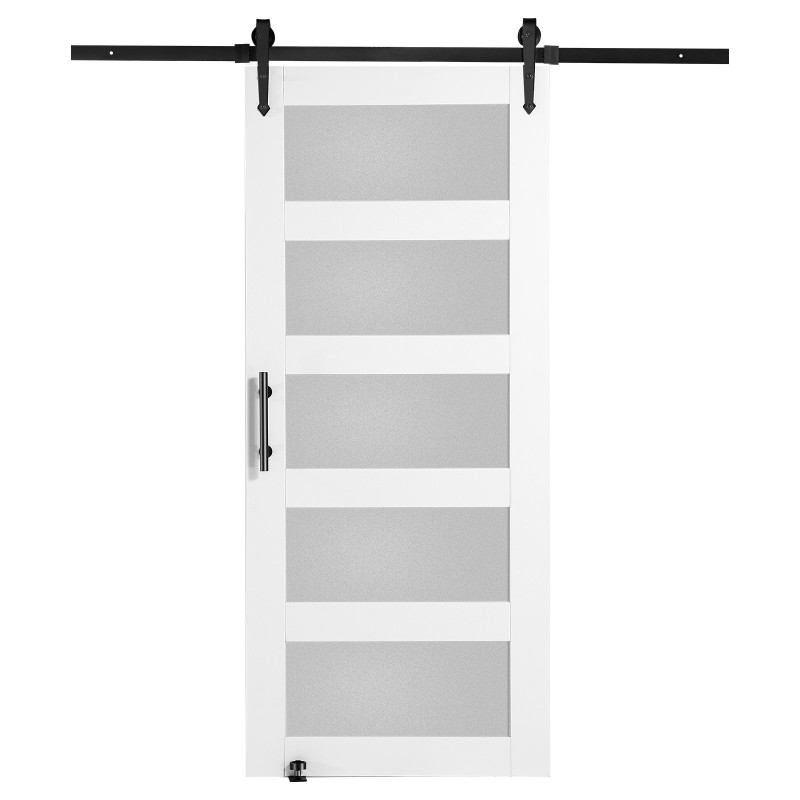 Liukuovisarja kuusipuulevy 36 x 84 tuumaa himmeä karkaistu lasi lattiaohjain ja kahva